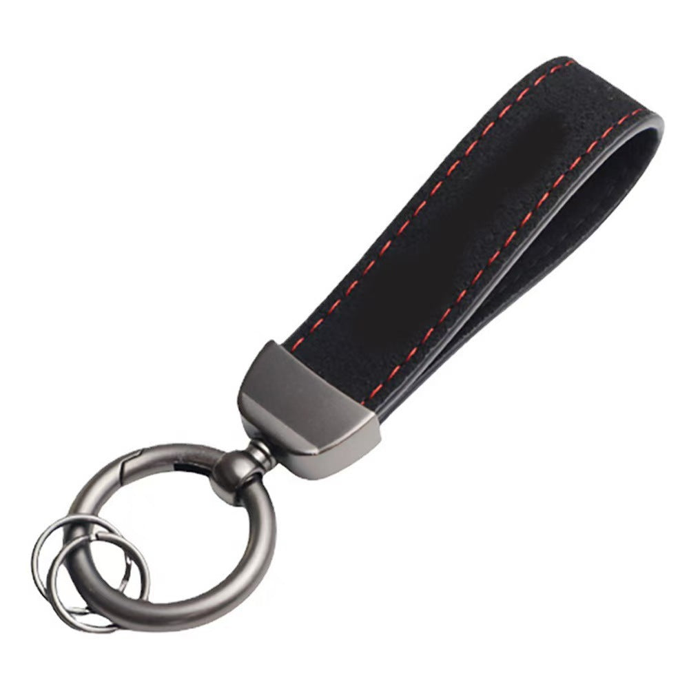 Black Suede Leather Keychain