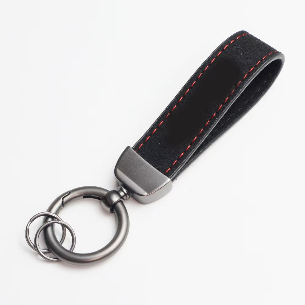 Black Suede Leather Keychain