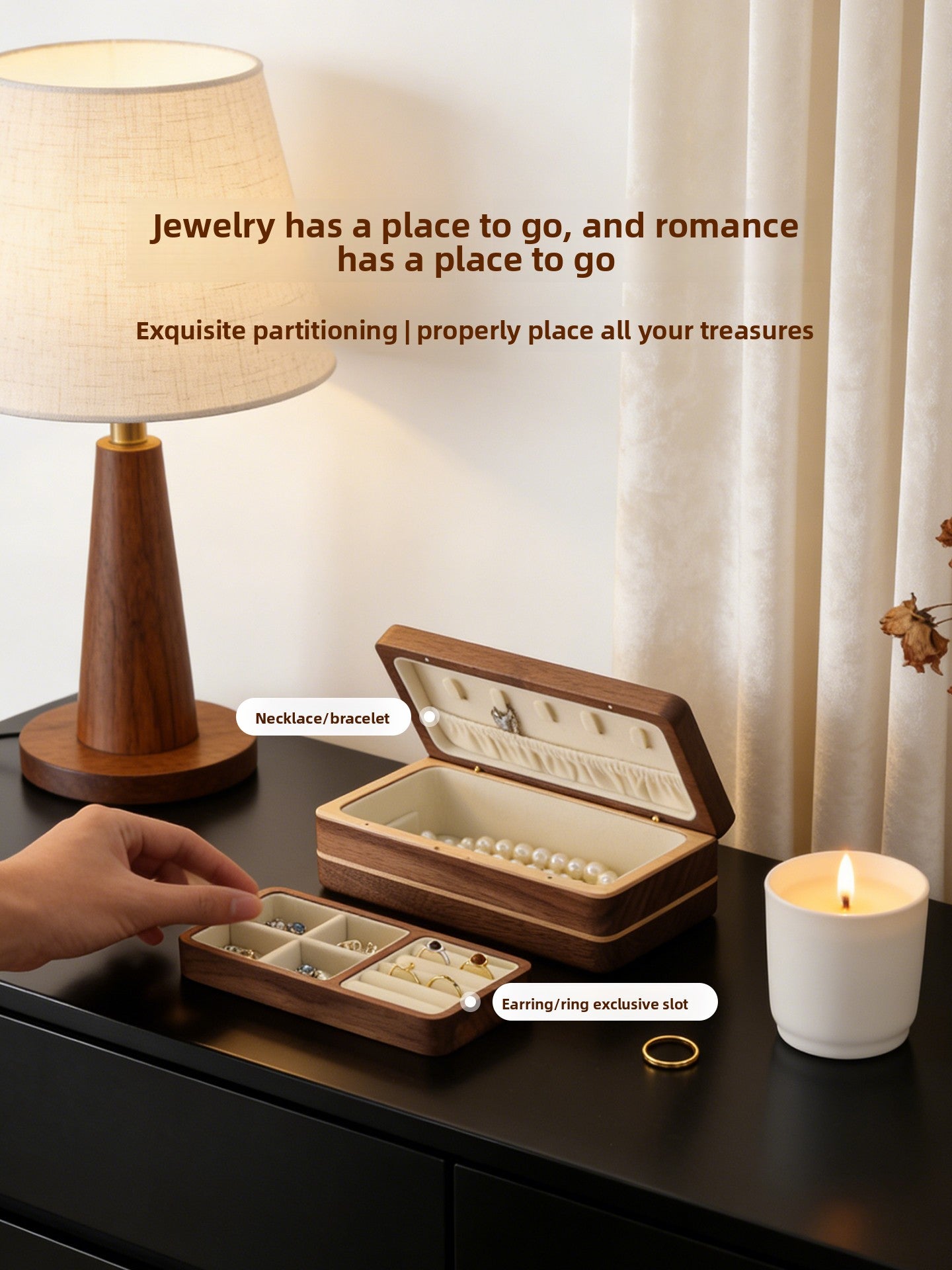 Black Walnut Jewelry Box with Little Prince Decal