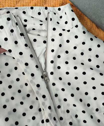 Black White Apricot Dot Set Women's Jacket Shorts Set
