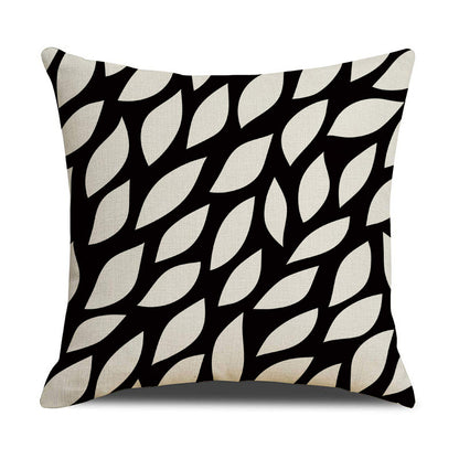 Black White Geometric Linen Pillow Cover