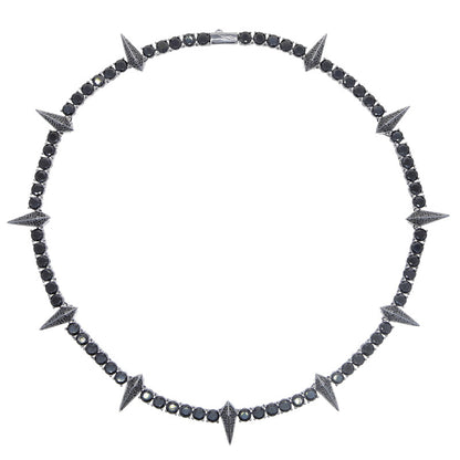 Black Zircon-Set Tennis Chain Panther Necklace