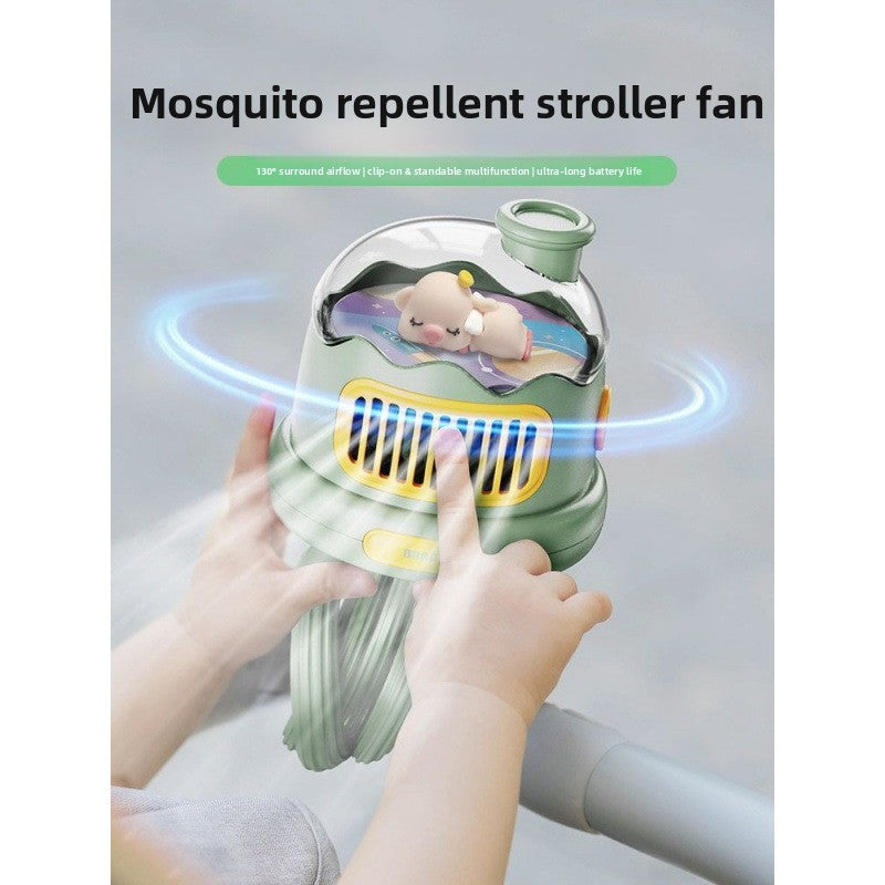 Bladeless Clip-On Stroller Fan with Mosquito Repellent