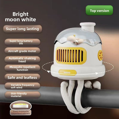 Bladeless Clip-On Stroller Fan with Mosquito Repellent