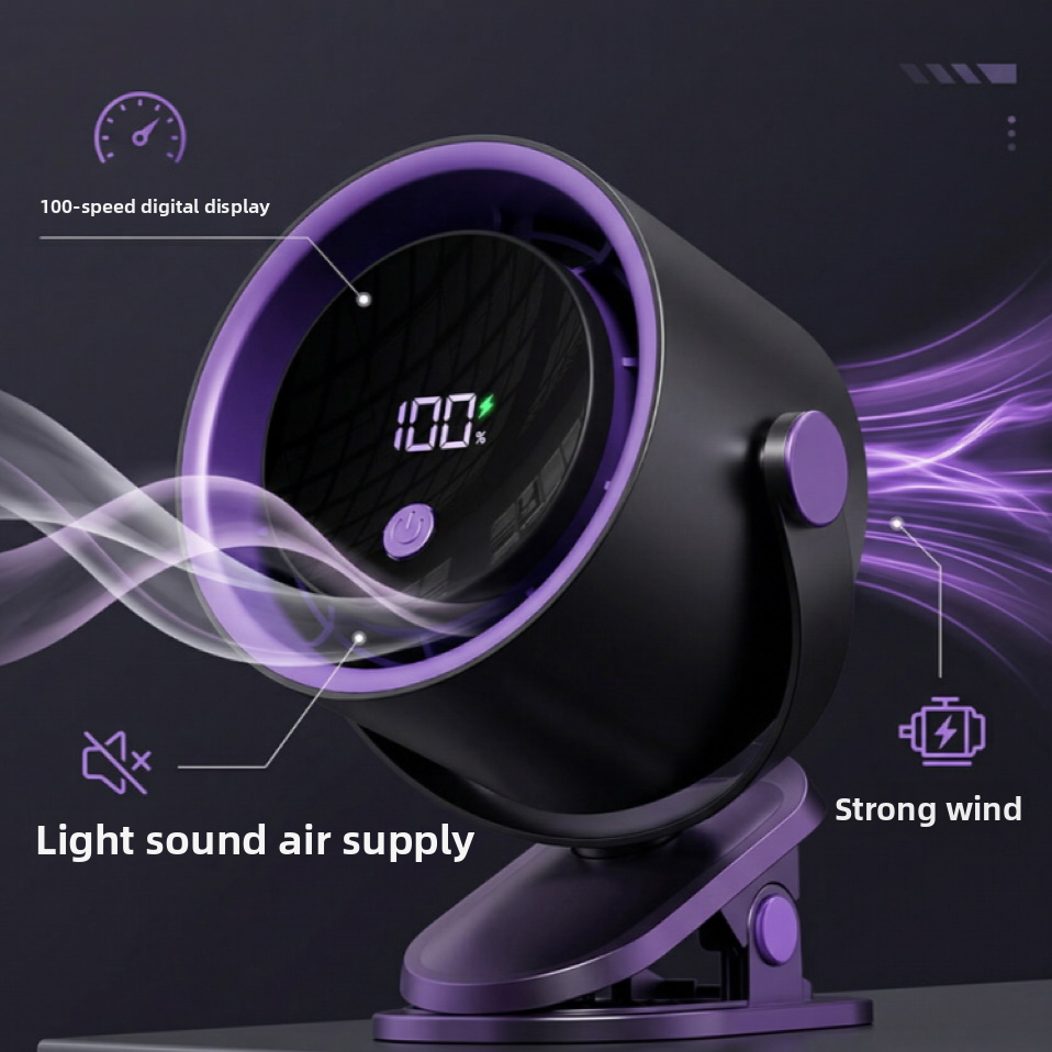 Bladeless Desk Fan with Digital Display and USB Charging