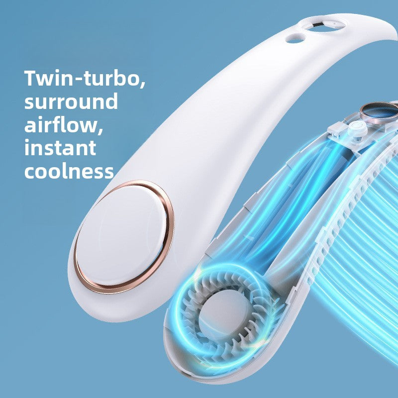 Bladeless USB Rechargeable Neck Fan with Digital Display