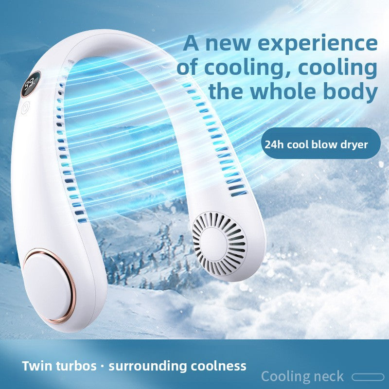 Bladeless USB Rechargeable Neck Fan with Digital Display