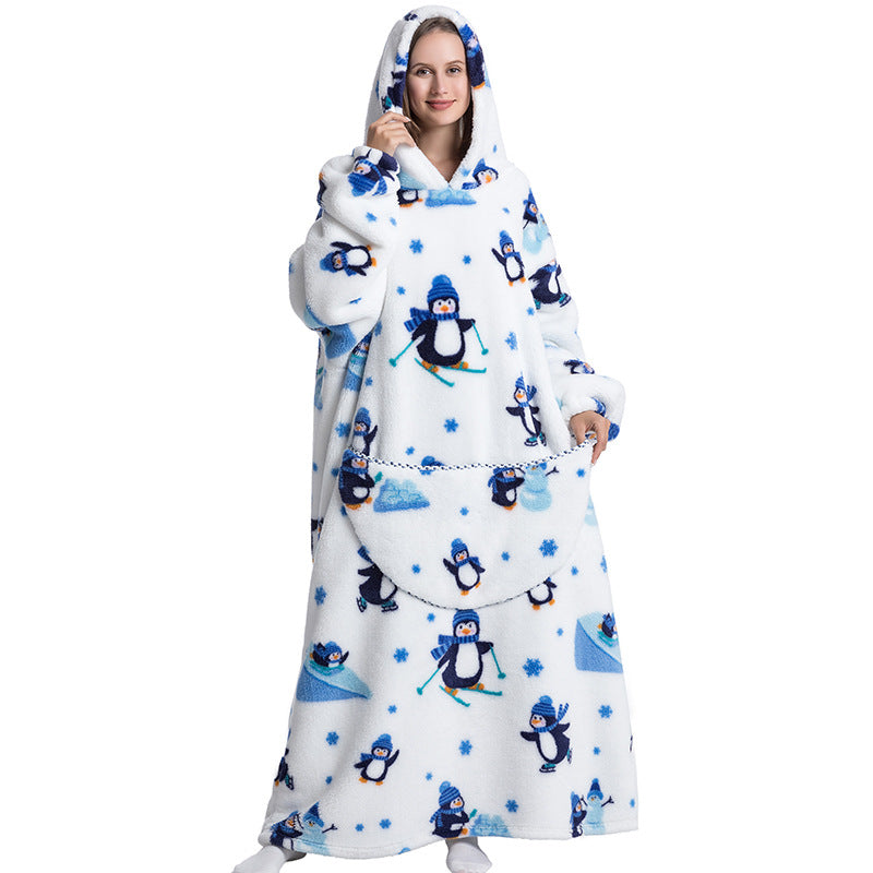 Blanket Hoodie Wearable Blanket Sweatshirt Oversized Warm Pullover Lazy Sweatshirt Extra Long