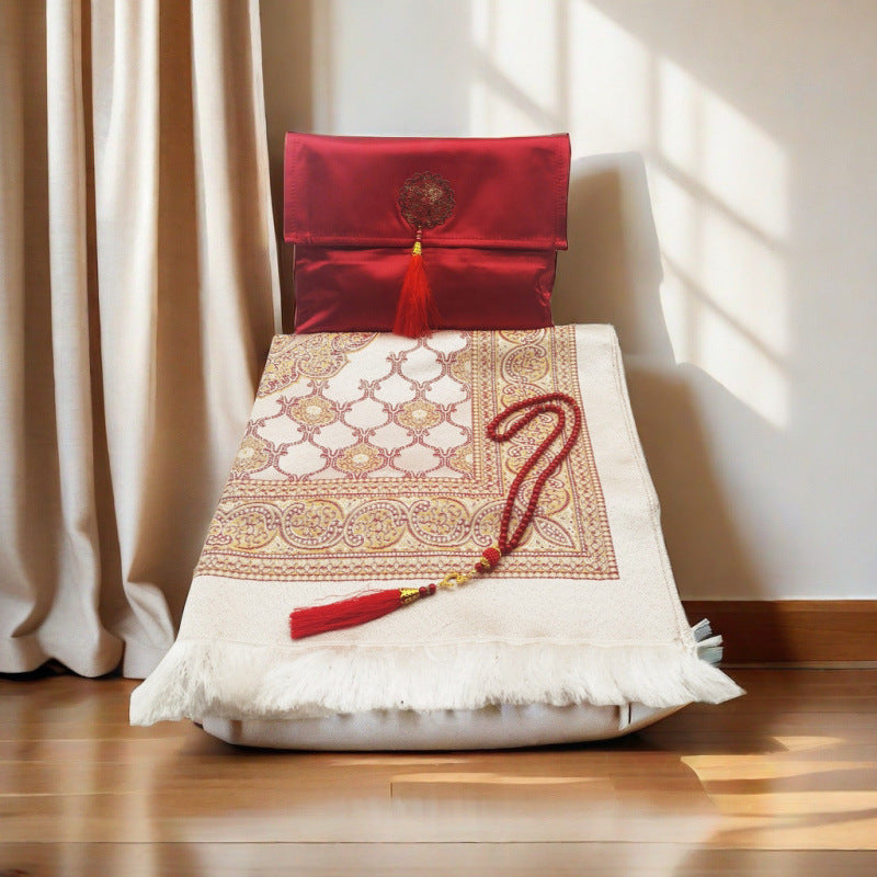 Blanket, prayer beads, bag set
