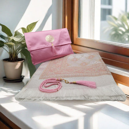 Blanket, prayer beads, bag set