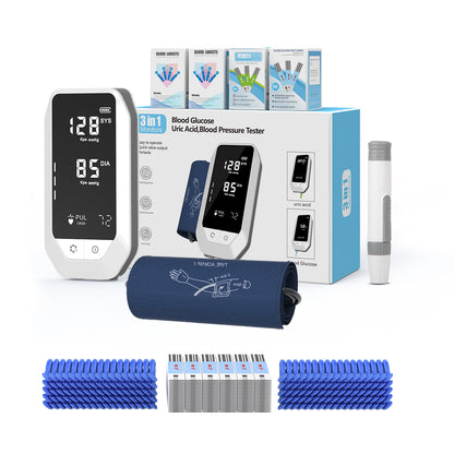 Blood Sugar Blood Pressure Uric Acid Monitor with Test Strips