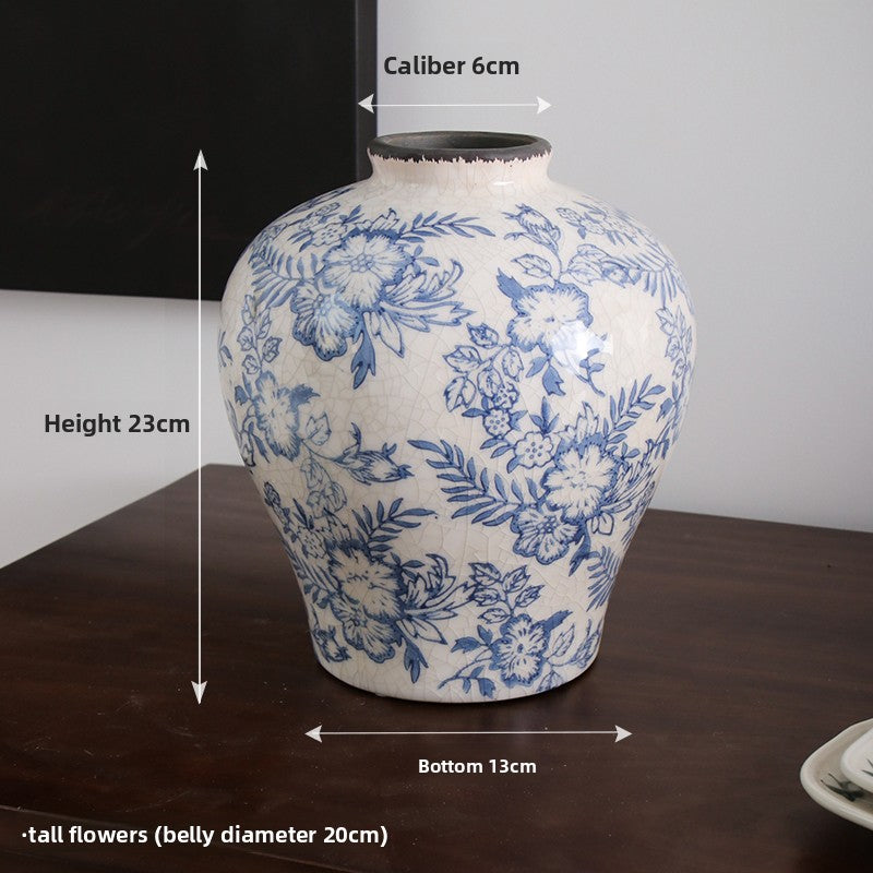 Blue and White Ceramic Vase for Home Decor