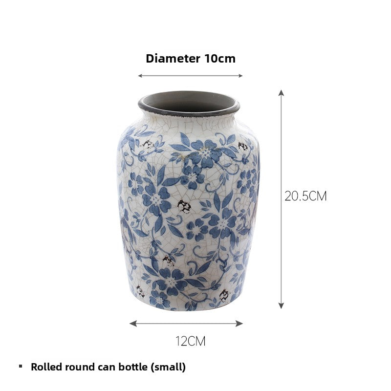 Blue and White Ceramic Vase for Home Decor