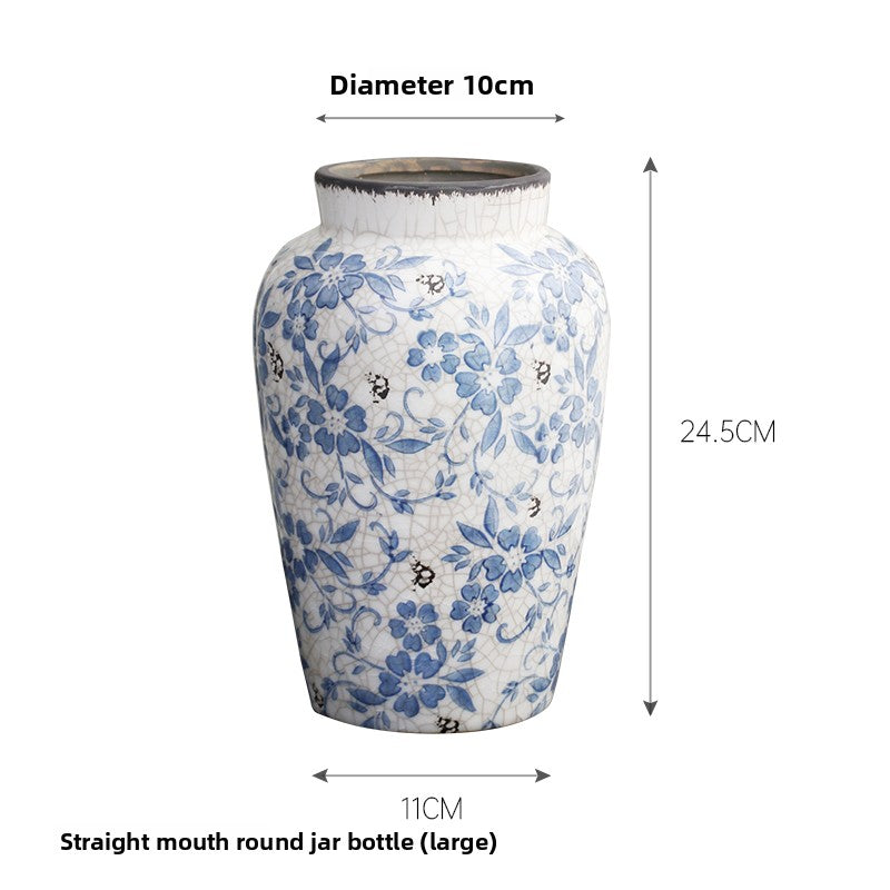 Blue and White Ceramic Vase for Home Decor