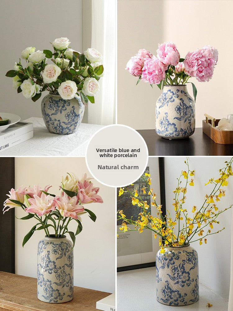 Blue and White Ceramic Vase for Home Decor