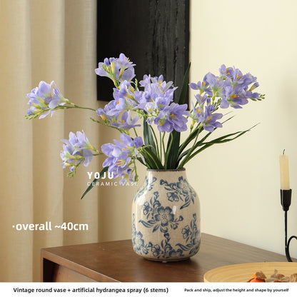 Blue and White Ceramic Vase for Home Decor
