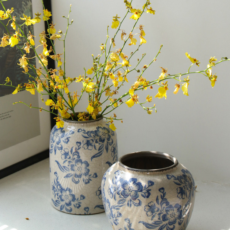Blue and White Ceramic Vase for Home Decor