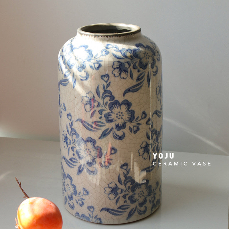 Blue and White Ceramic Vase for Home Decor
