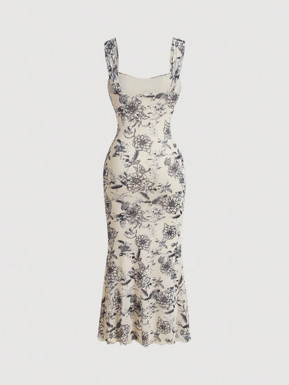 Blue and White Floral Dress