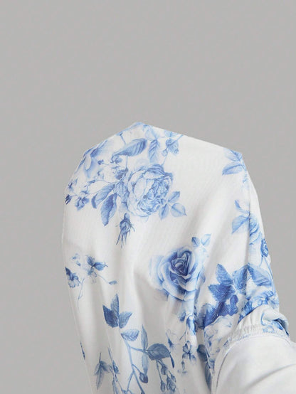 Blue and White Floral Dress