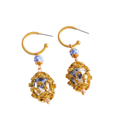 Blue-and-white porcelain earrings