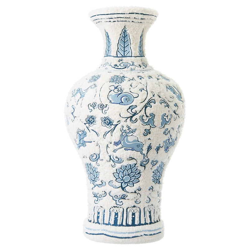 Blue and White Porcelain Plush Decorative Vase with Zodiac Design