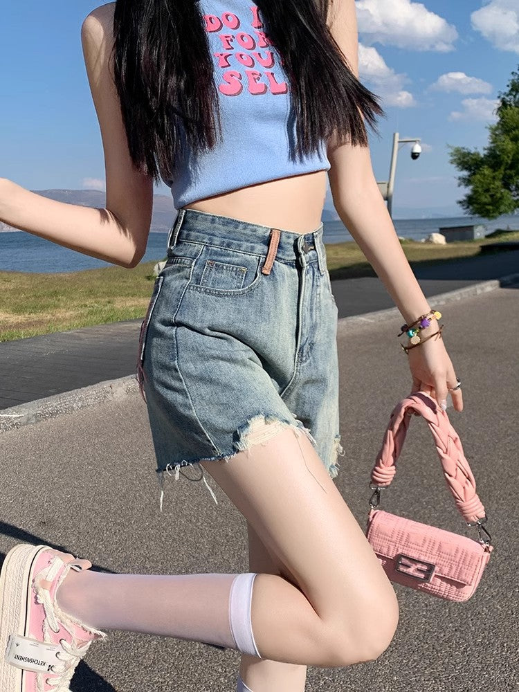 Blue Denim Shorts Women's