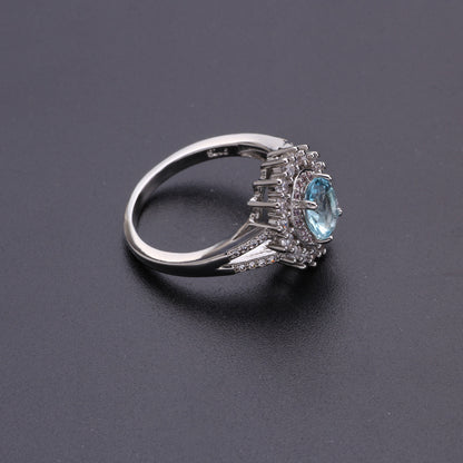 Blue diamond-studded ring