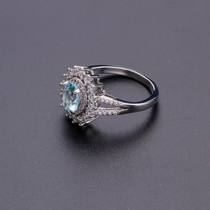 Blue diamond-studded ring