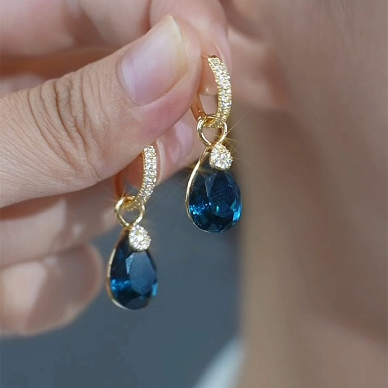 Blue Drop Crystal Earrings for Women