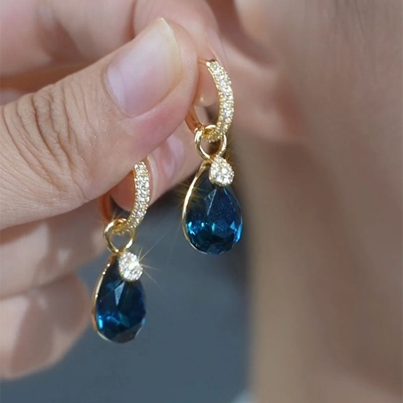Blue Drop Crystal Earrings for Women