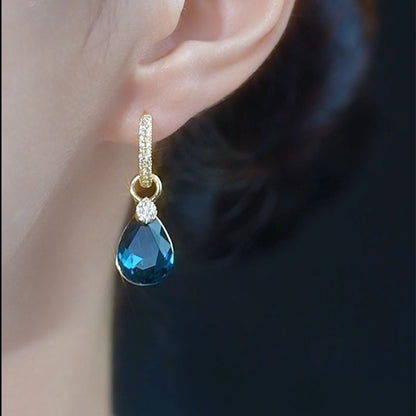 Blue Drop Crystal Earrings for Women
