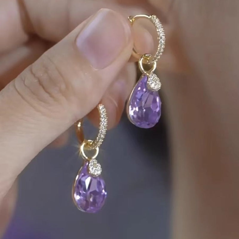 Blue Drop Crystal Earrings for Women