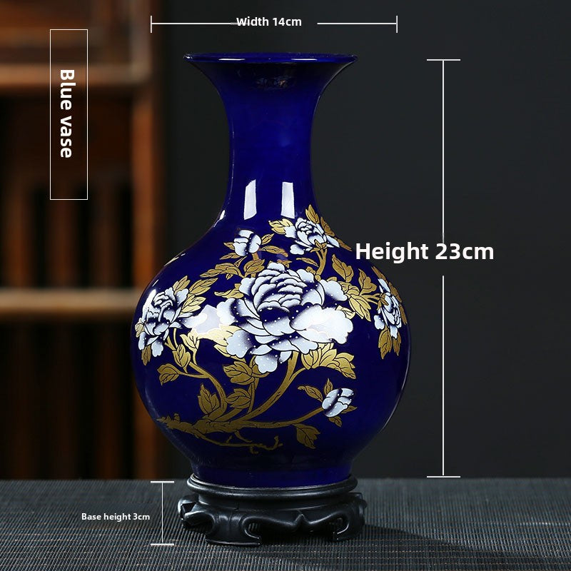 Blue gilded peony vase