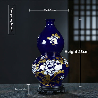 Blue gilded peony vase