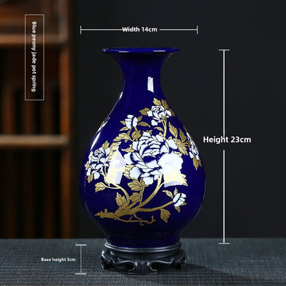 Blue gilded peony vase