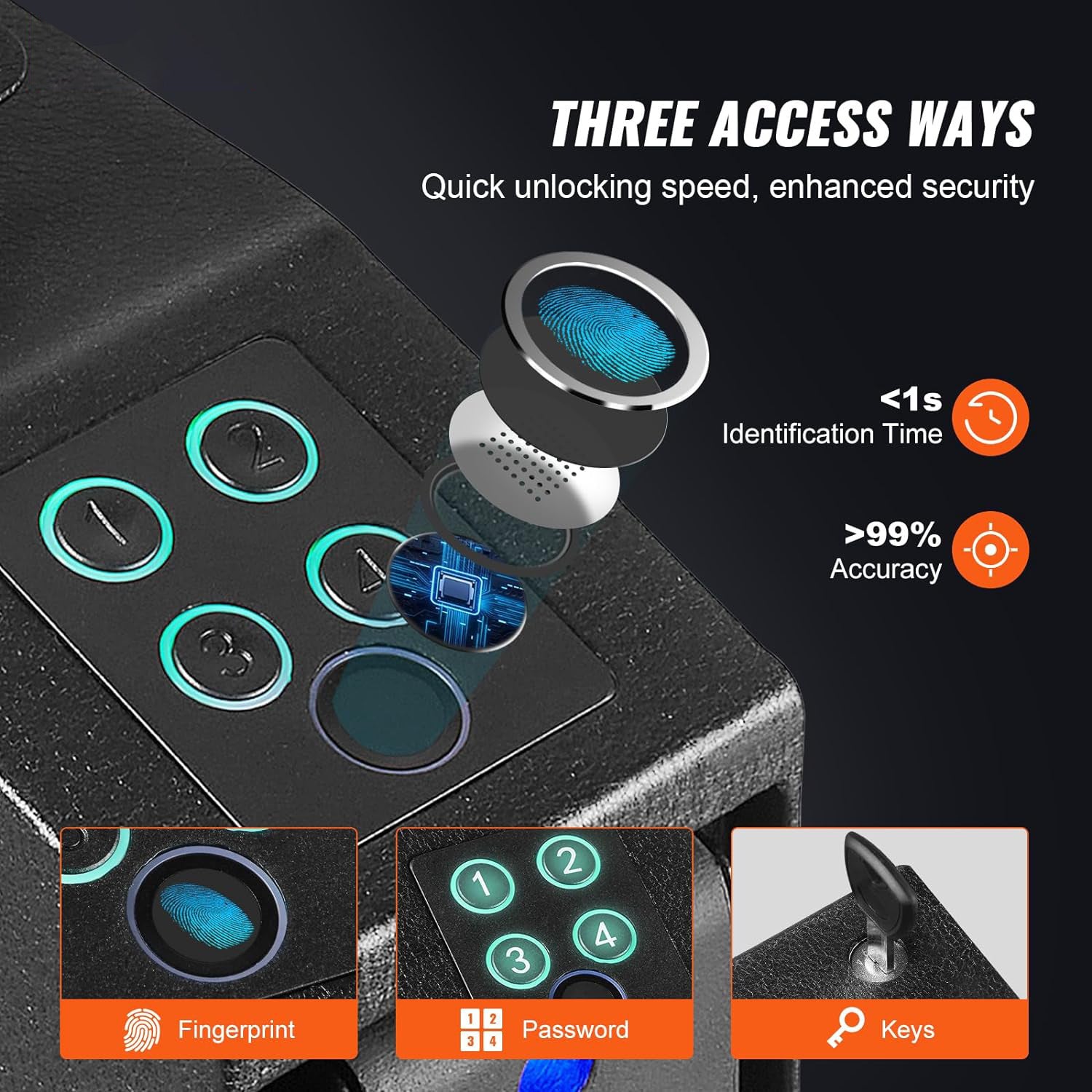 Blue Light Silent Fingerprint Password Key Box