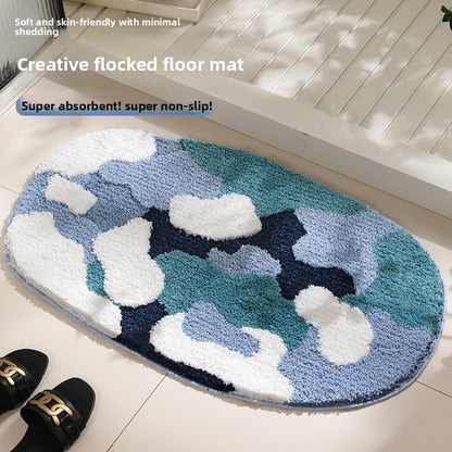 Blue moss tufted entry floor mat