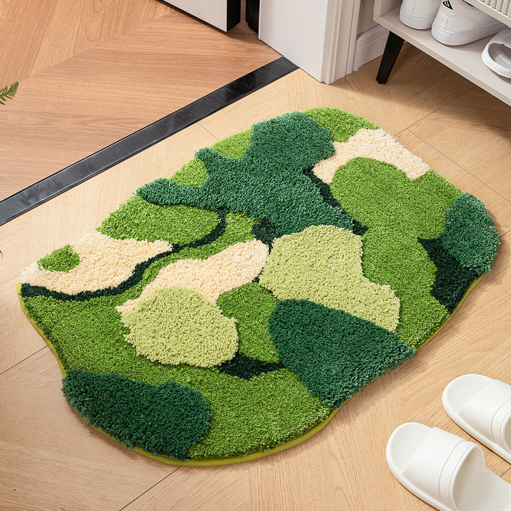 Blue moss tufted entry floor mat