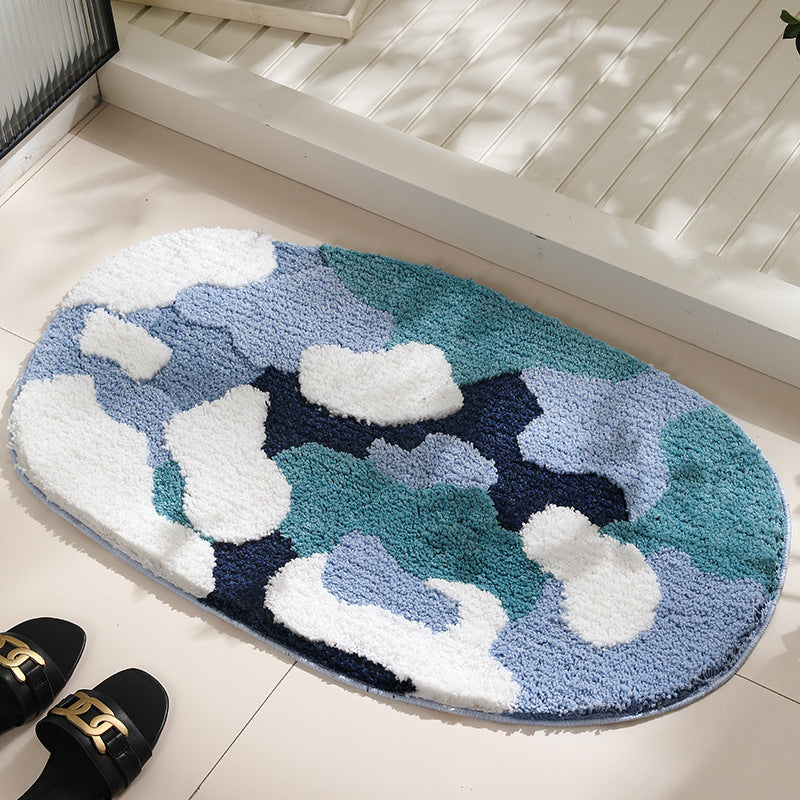 Blue moss tufted entry floor mat