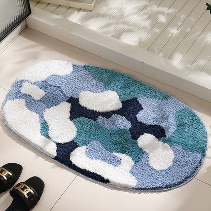 Blue moss tufted entry floor mat