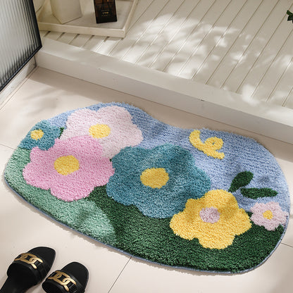 Blue moss tufted entry floor mat