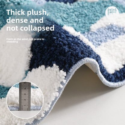 Blue moss tufted entry floor mat