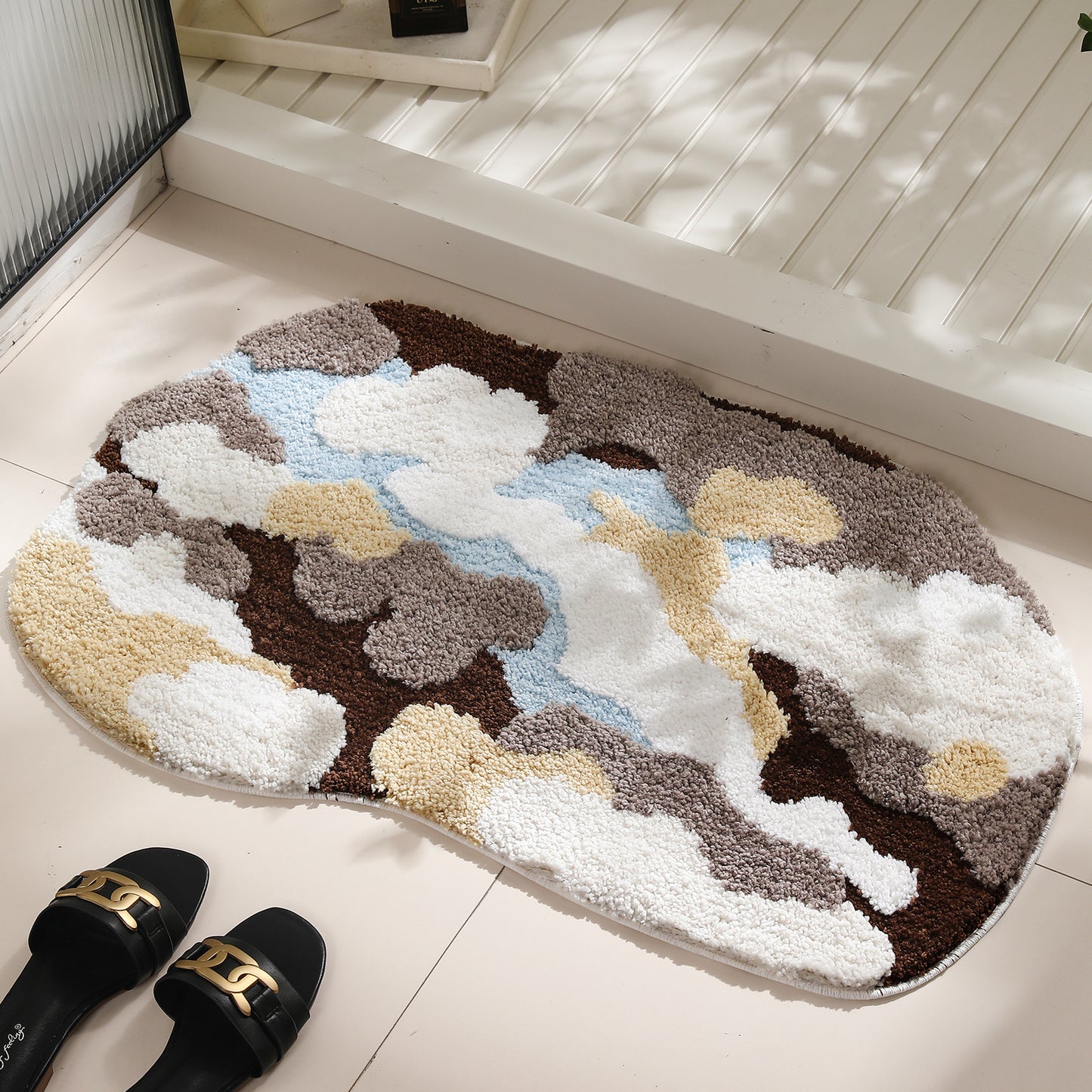 Blue moss tufted entry floor mat