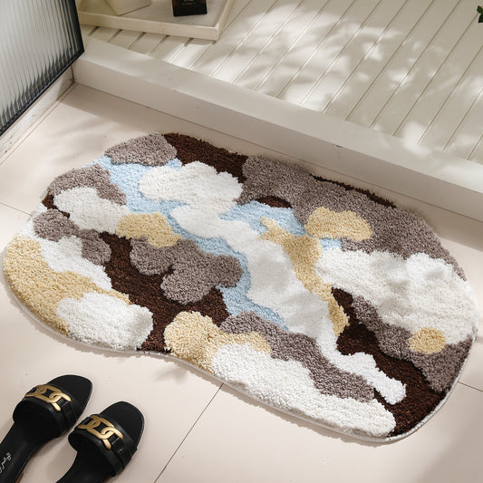 Blue moss tufted entry floor mat