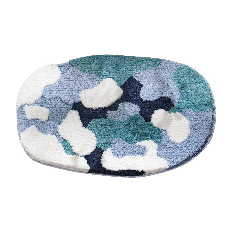 Blue moss tufted entry floor mat