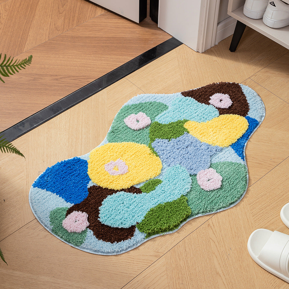 Blue moss tufted entry floor mat