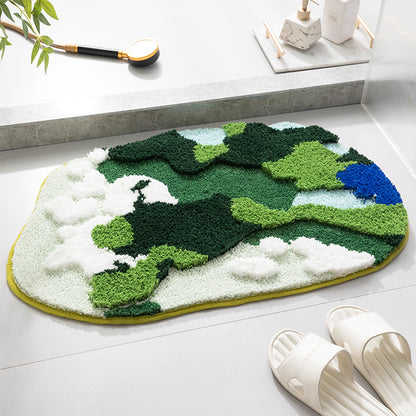Blue moss tufted entry floor mat