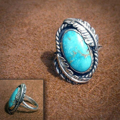Blue Plaid Turquoise Geometric Alloy Ring