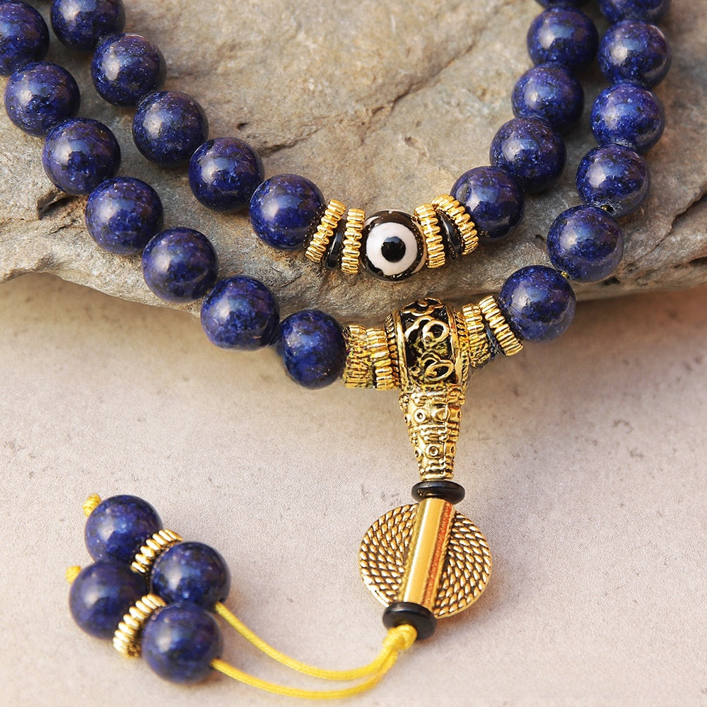 Blue Rosary Bracelet Necklace